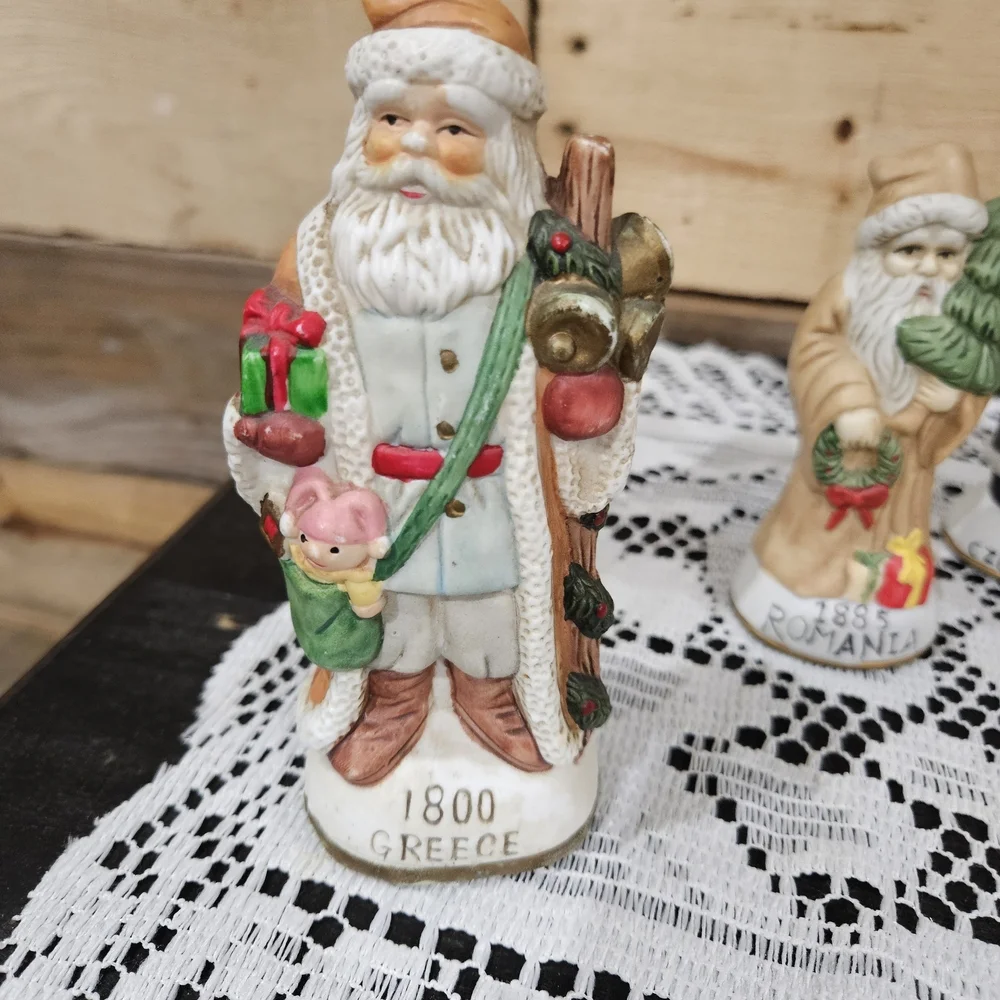 Hand-Painted Multicolor International Santa Figurine Set of 6